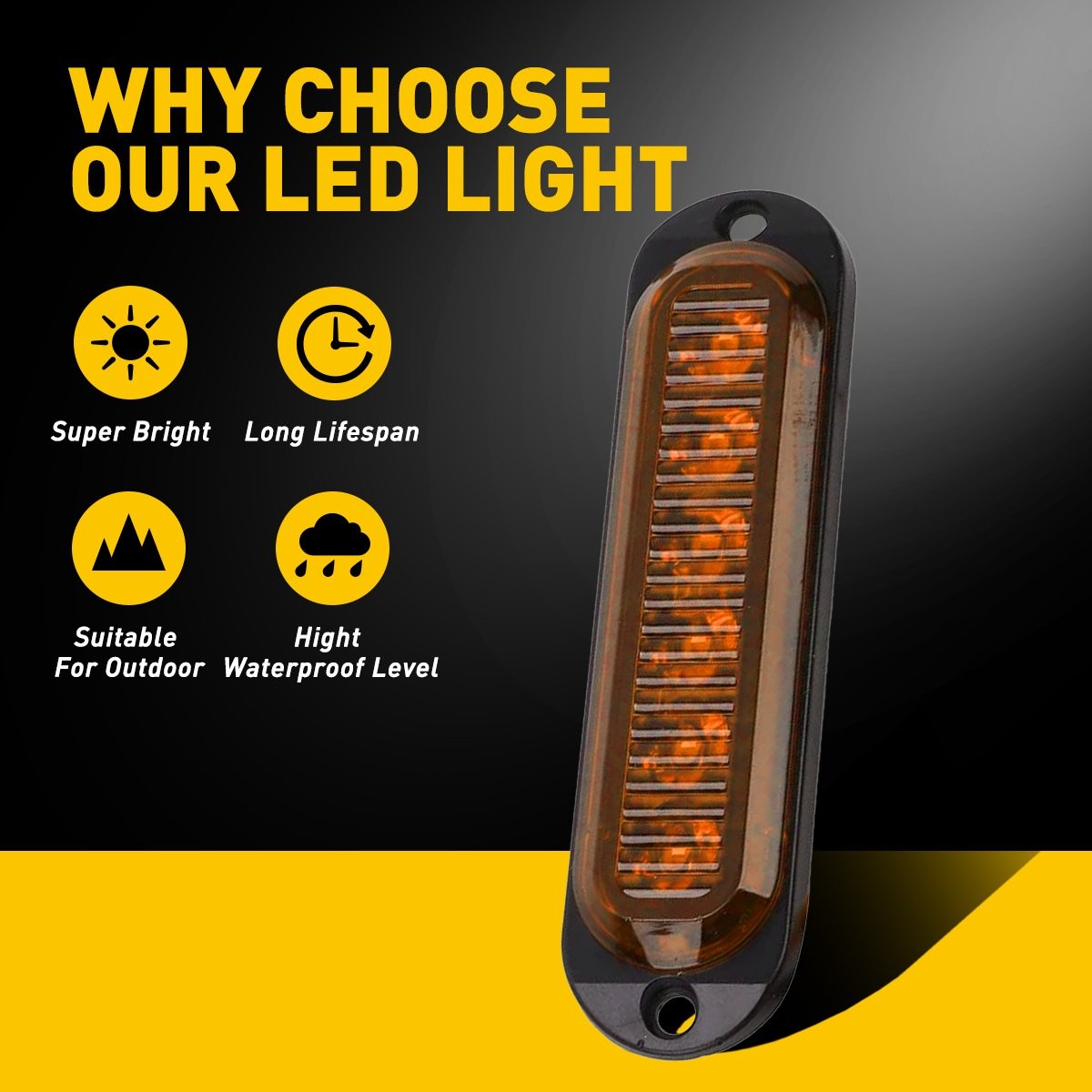 4pcs 6-LED Side Clearance Marker Indicator Light Amber Fit RV Van Truck Trailer