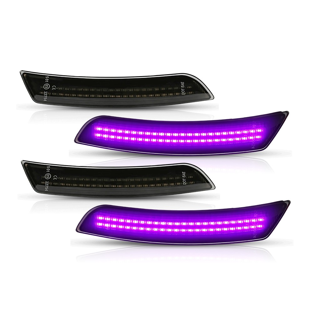 For 2016-22 2023 Chevy Camaro 4x Solid Purple LED Side Marker Lights Smoked Lens