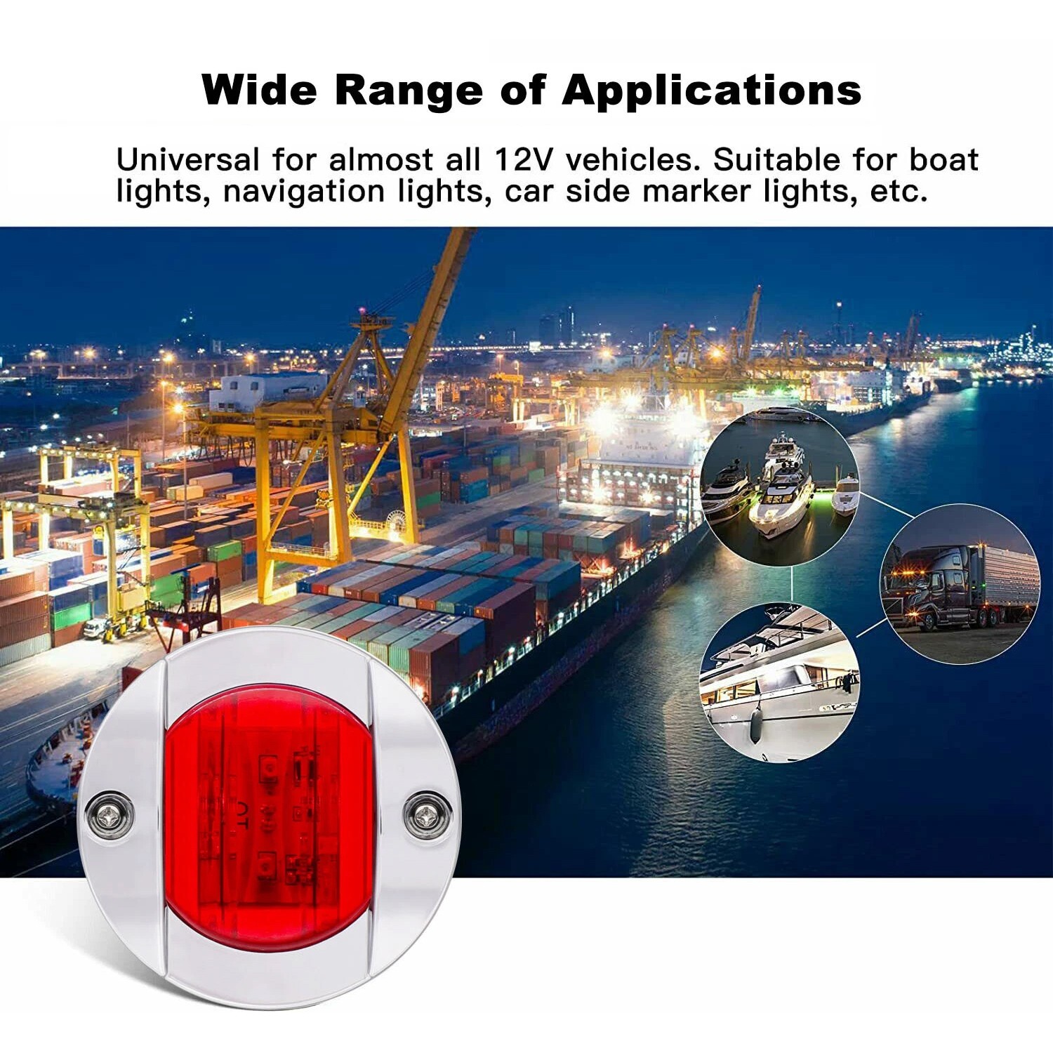 4X Red Round Marine Boat LED Courtesy Lights Cabin Deck Stern Navigatioin Light