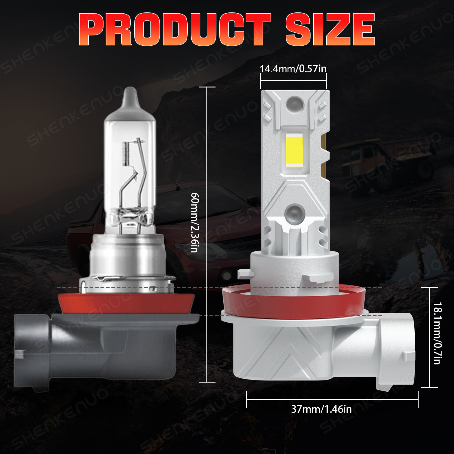 White LED Headlights High&Low Beam Light Bulbs H7 H11 For Hyundai Santa Fe 13-16