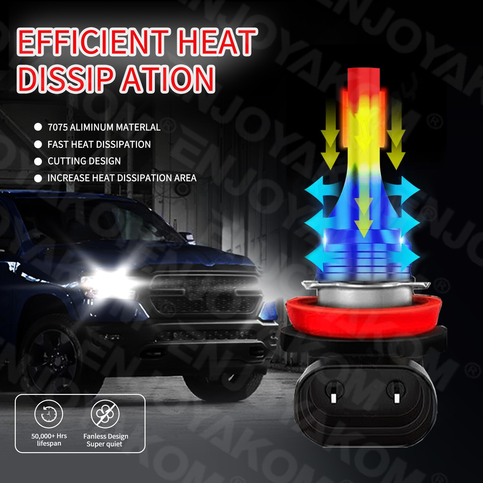 9005 H11 LED Headlight Kit Combo Bulbs 10000K High&Low Beam Super Bright White