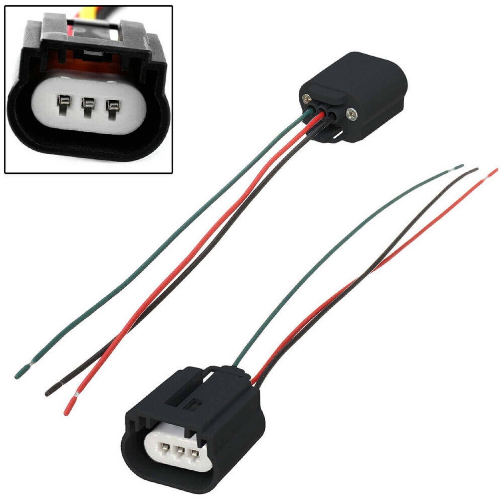 Wire Pigtail Female Ceramic 9008 H13 Two Harness Headlight Bulb Replacement Plug