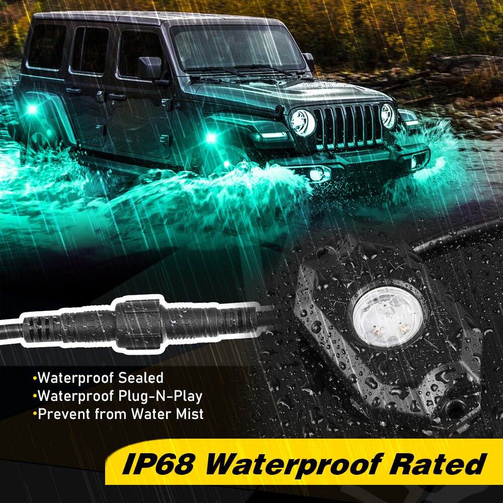 12x RGB LED Pods Rock Light Kit Underbody Glow Neon Lamp Bluetooth Music Control