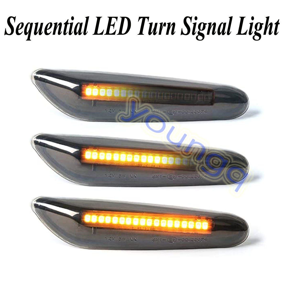 2x Smoked LED Fender Side Marker Light Sequential Turn Signal Lamp for BMW 328i