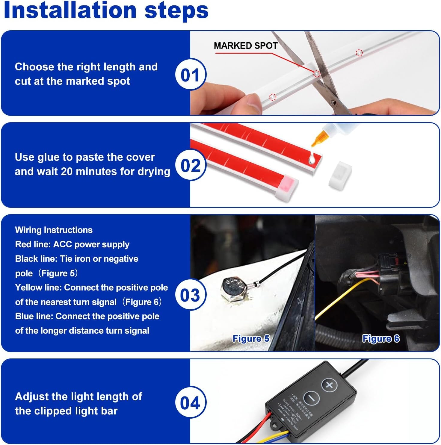 For Universal Vehicle 2M Waterproof Hood Daytime Running Light