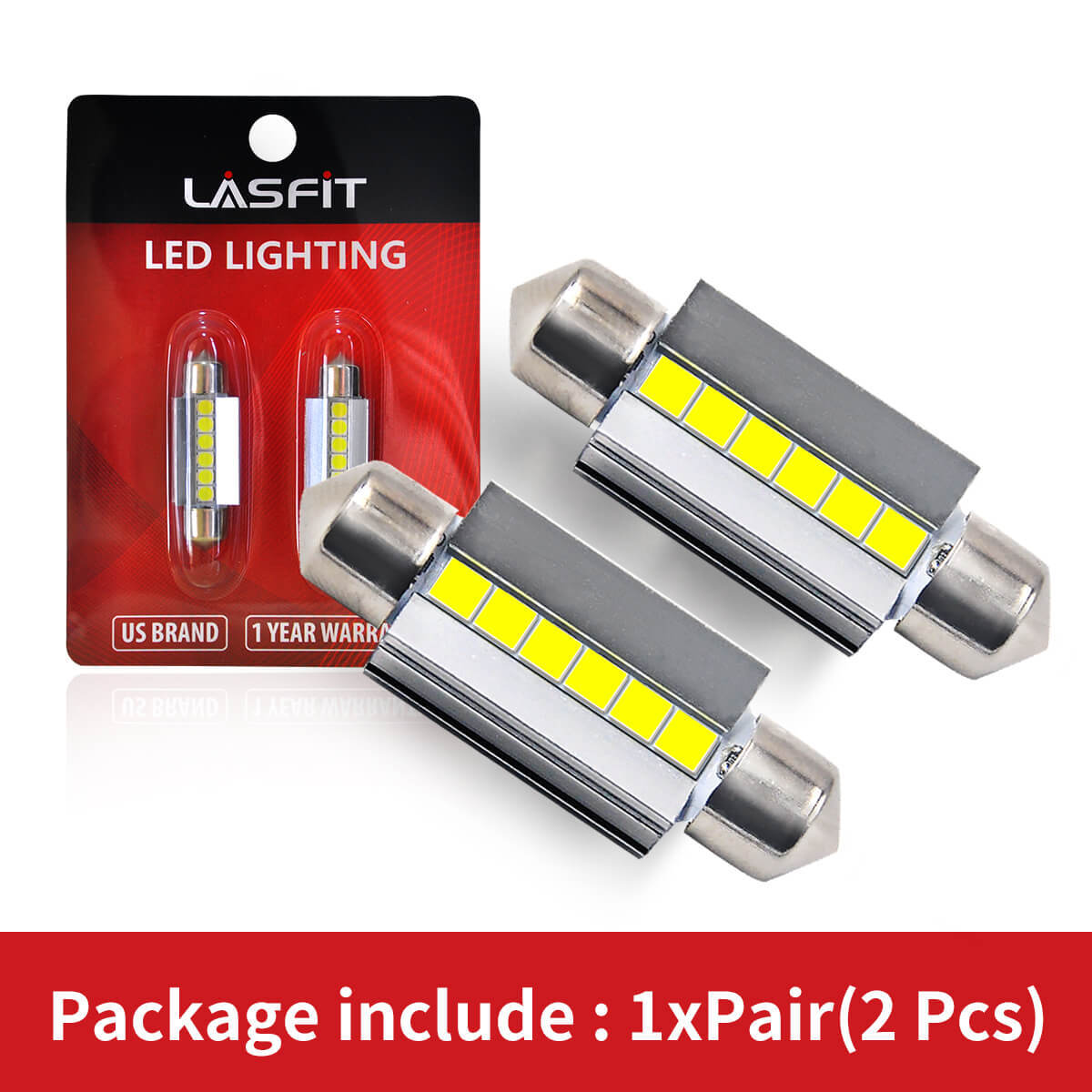 LASFIT White 39MM 3423 6411 6423 DE3425 LED Interior Bulb Dome Map Light 6000K