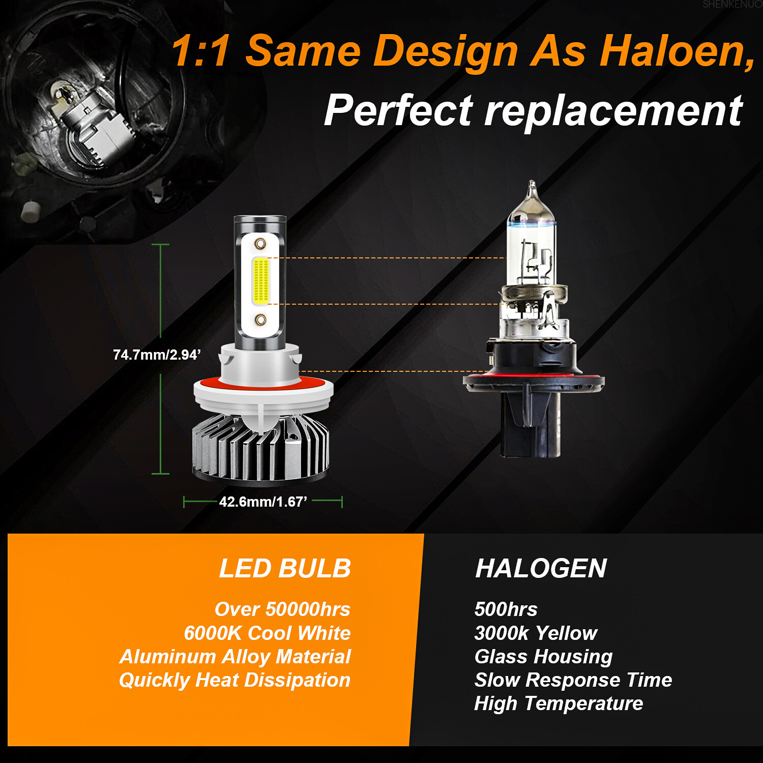 For Jeep Gladiator 2020-2022 6000k LED white Headlight hi/low+Fog Light Bulb Kit