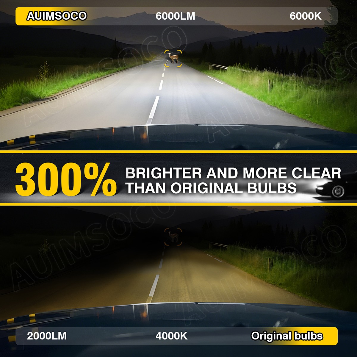9005 LED Headlight Bulb Conversion Kit High Low Lamps 6000K Super White Bright