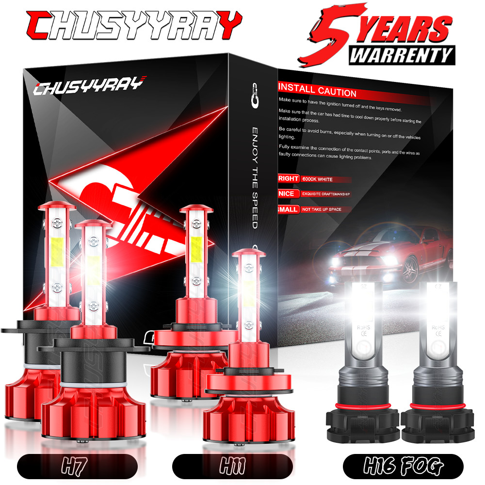 H7 H11 H16 LED HeadlightS Bulbs High Low Beams Fog Light Super White Bright Bulb