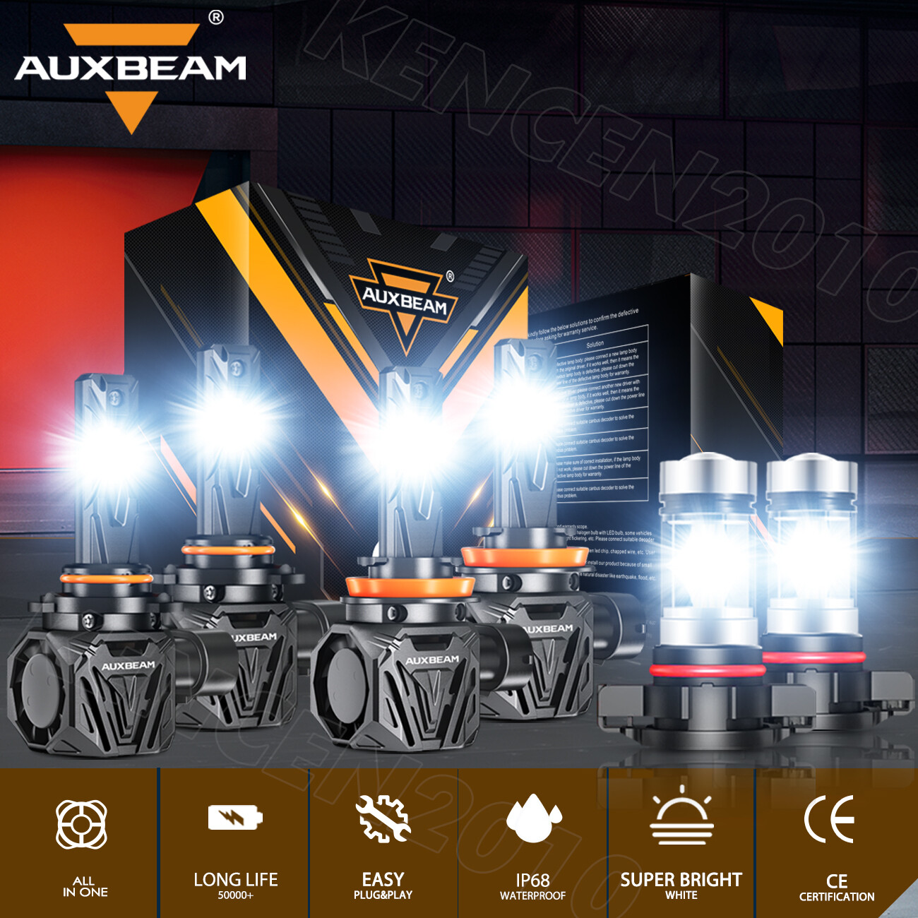 AUXBEAM Canbus LED Headlight High Low Beam Fog Bulb for Chevy Colorado 2015-2024