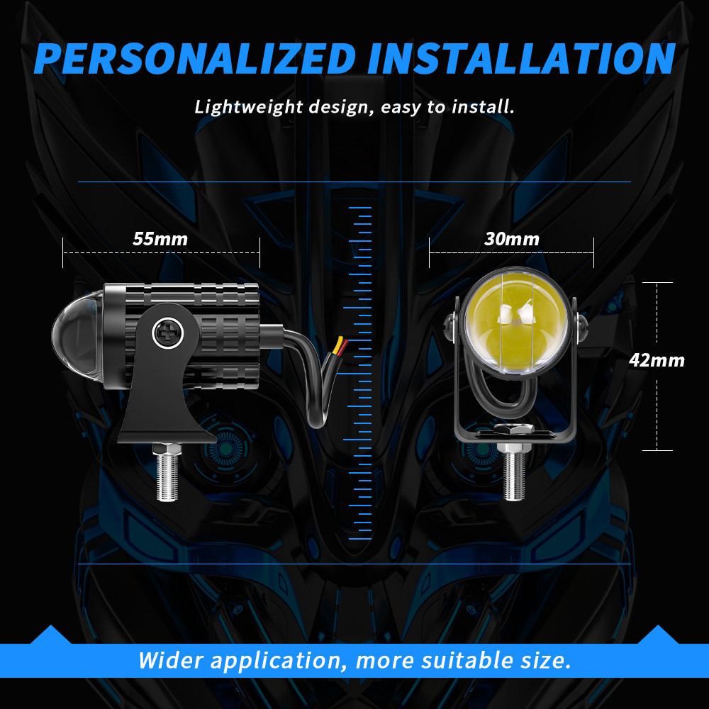 2PC White/Yellow Dual Color 1-INCH Mini LED Projector Lens Driving Fog Light Kit