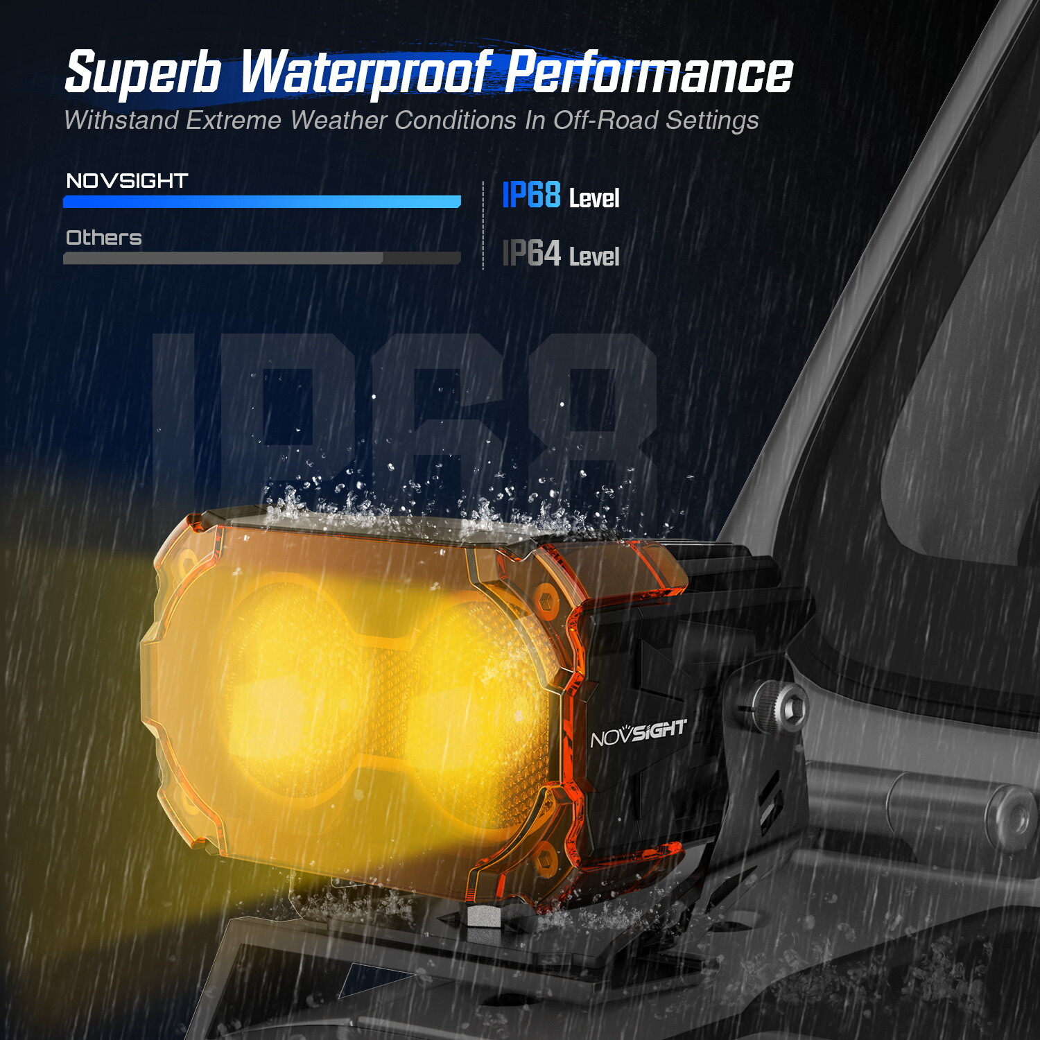 NOVSIGHT 4.5″ LED Work Light Pods Flood Jeep Truck SUV ATV Off Road Driving Lamp