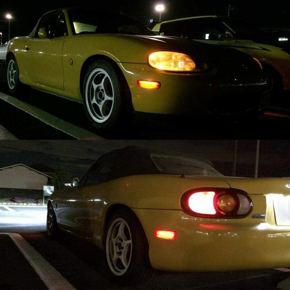 For 1990-2005 Miata Mazda MX-5 Smoked LED Side Marker Light Amber Red Waterproof