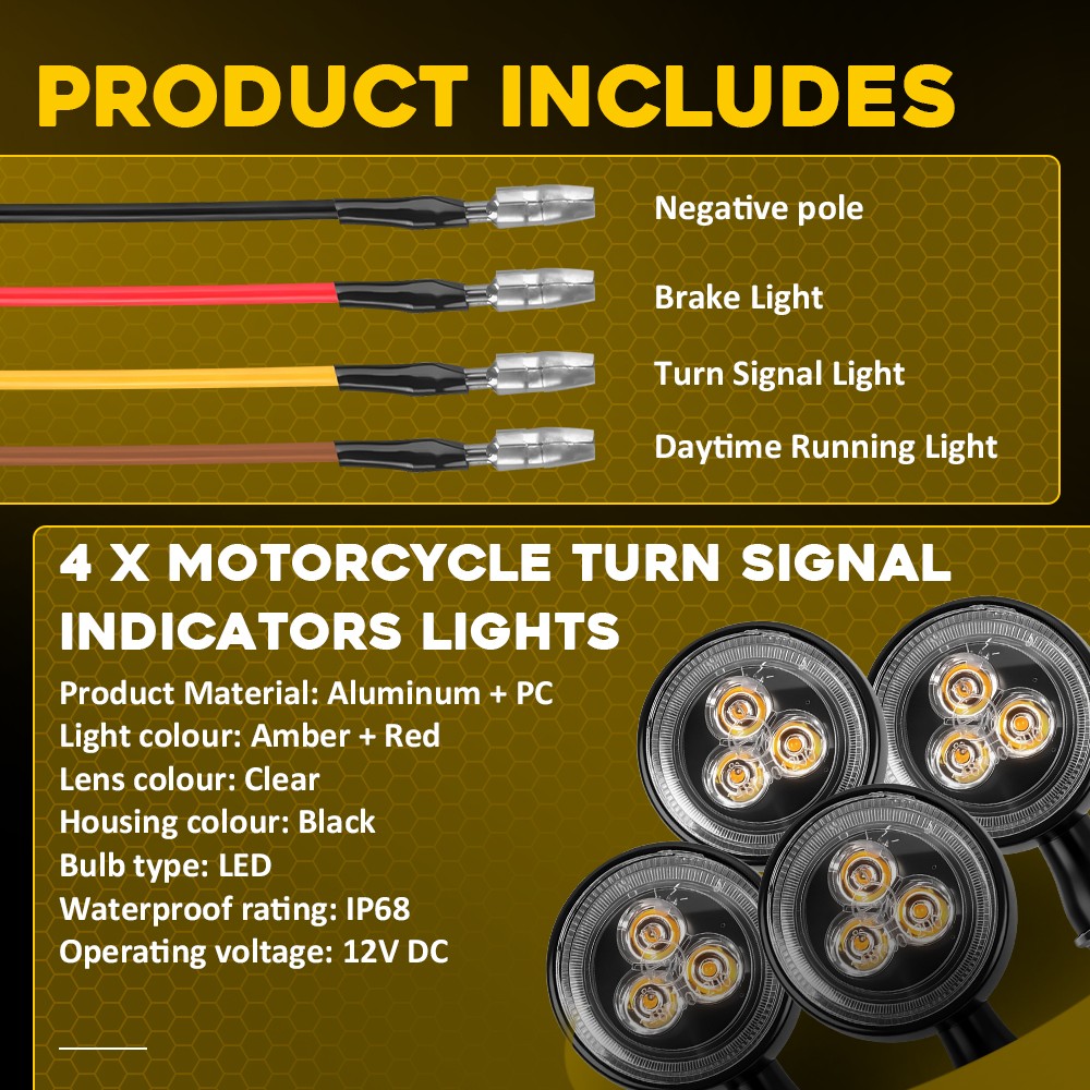 Motorcycle Turn Signal Bullet Blinker Running Lights Front&Rear Left Right 4-12X