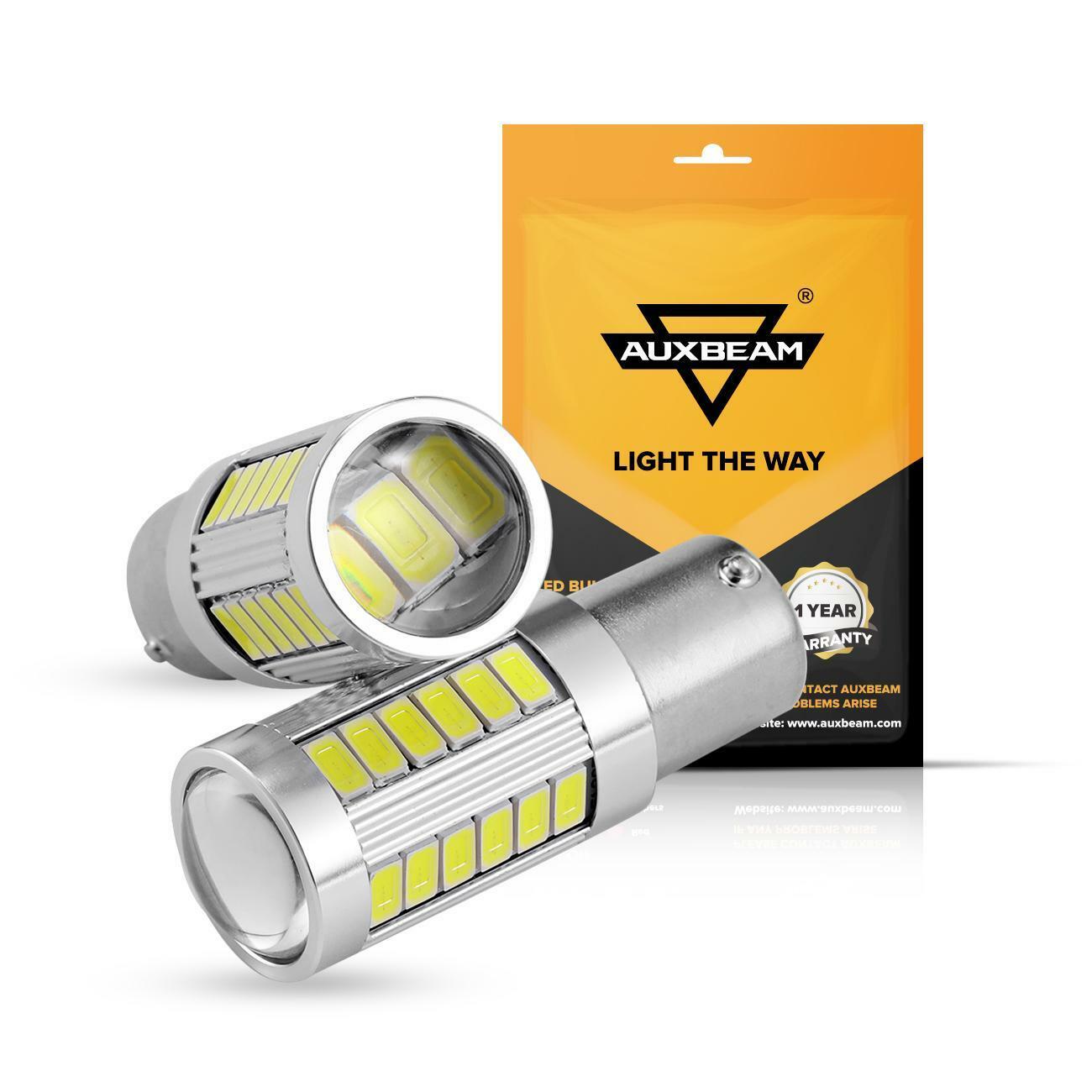 AUXBEAM LED Turn Signal Light 1156 7506 BA15S 6000K Pure White Bright DRL Bulbs