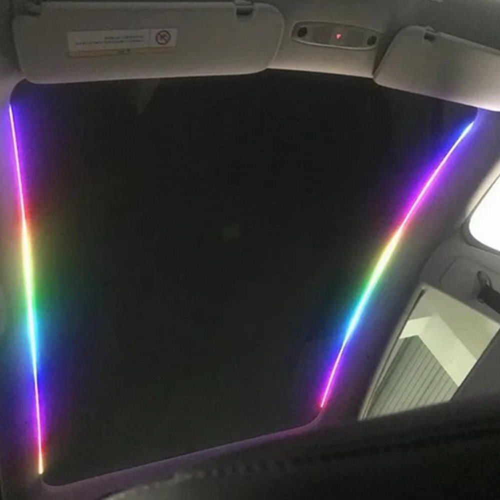 2in1 Interior Car Strip Ambient Neon Light MultiColour RGB With Fiber Optic 12v