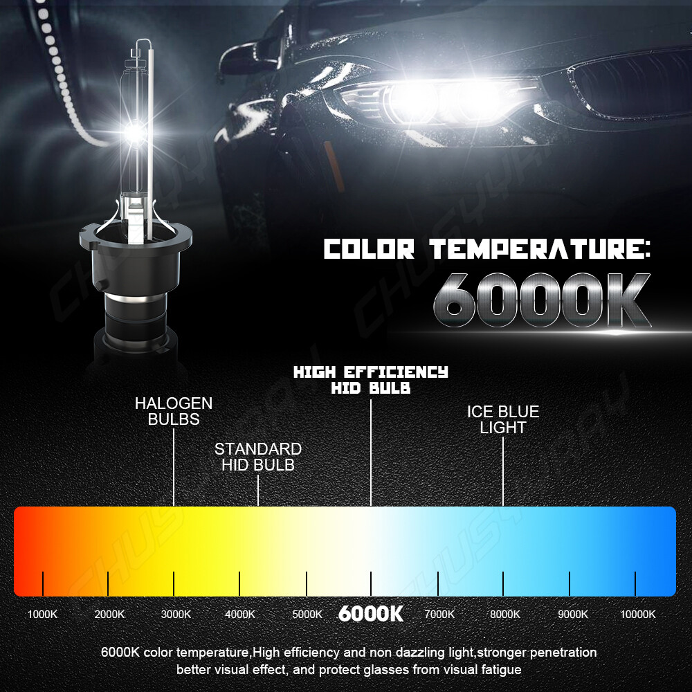Pair 35W White Bright D2S D2R D2C 6000K HID Xenon Bulbs Headlight Replacement