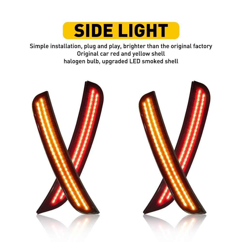 For 2015-21 Chrysler 300 Smoked LED Side Marker Light Front Rear Lamp 4PCS EXE