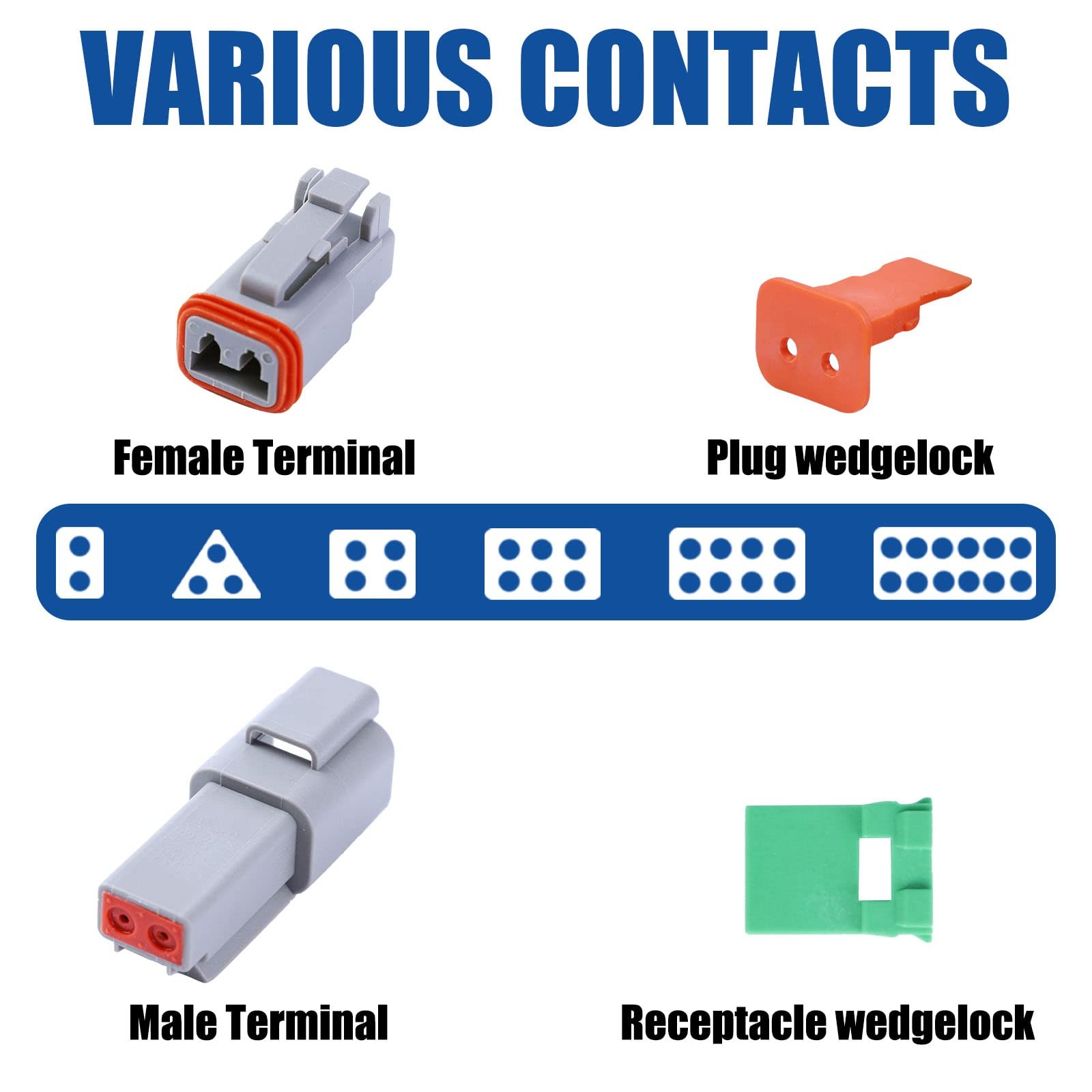 126PCS 3 Pin Deutsch DT Gray Connectors Waterproof Wire Connectors for