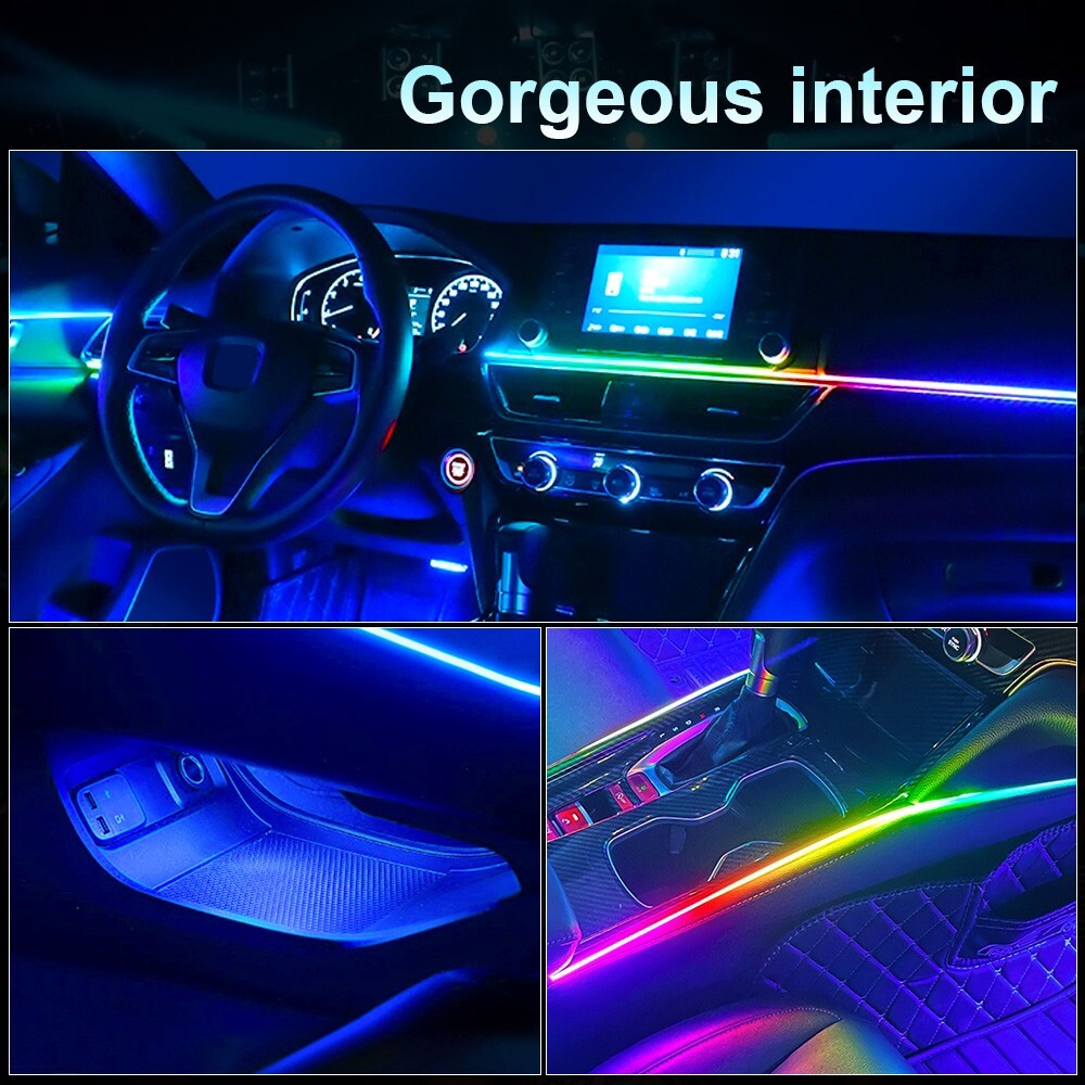 Universal Car LED Ambient Light Strip atmosphere Music Sync RGB Interior Kit US