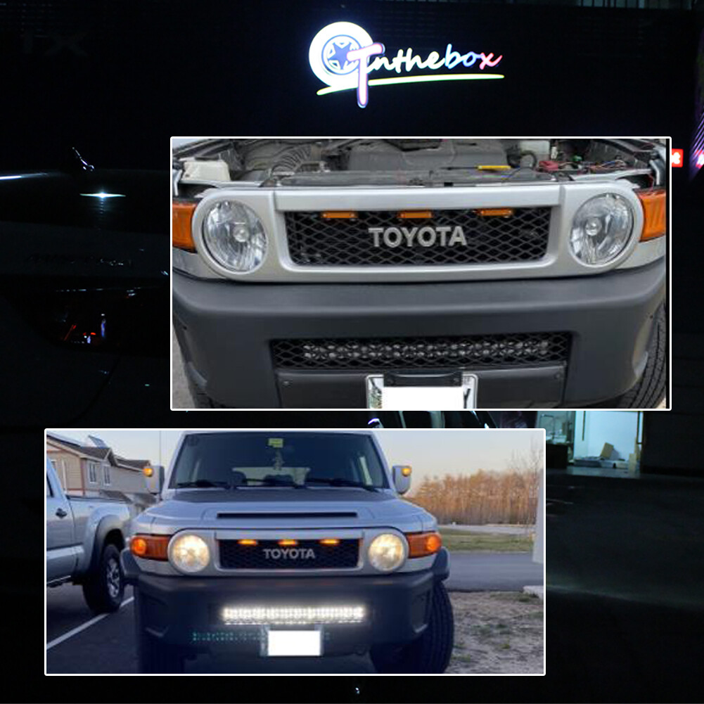 Smoke Lens Amber LED Front Grille Running Lights Kit For 07-14 Toyota FJ Cruiser