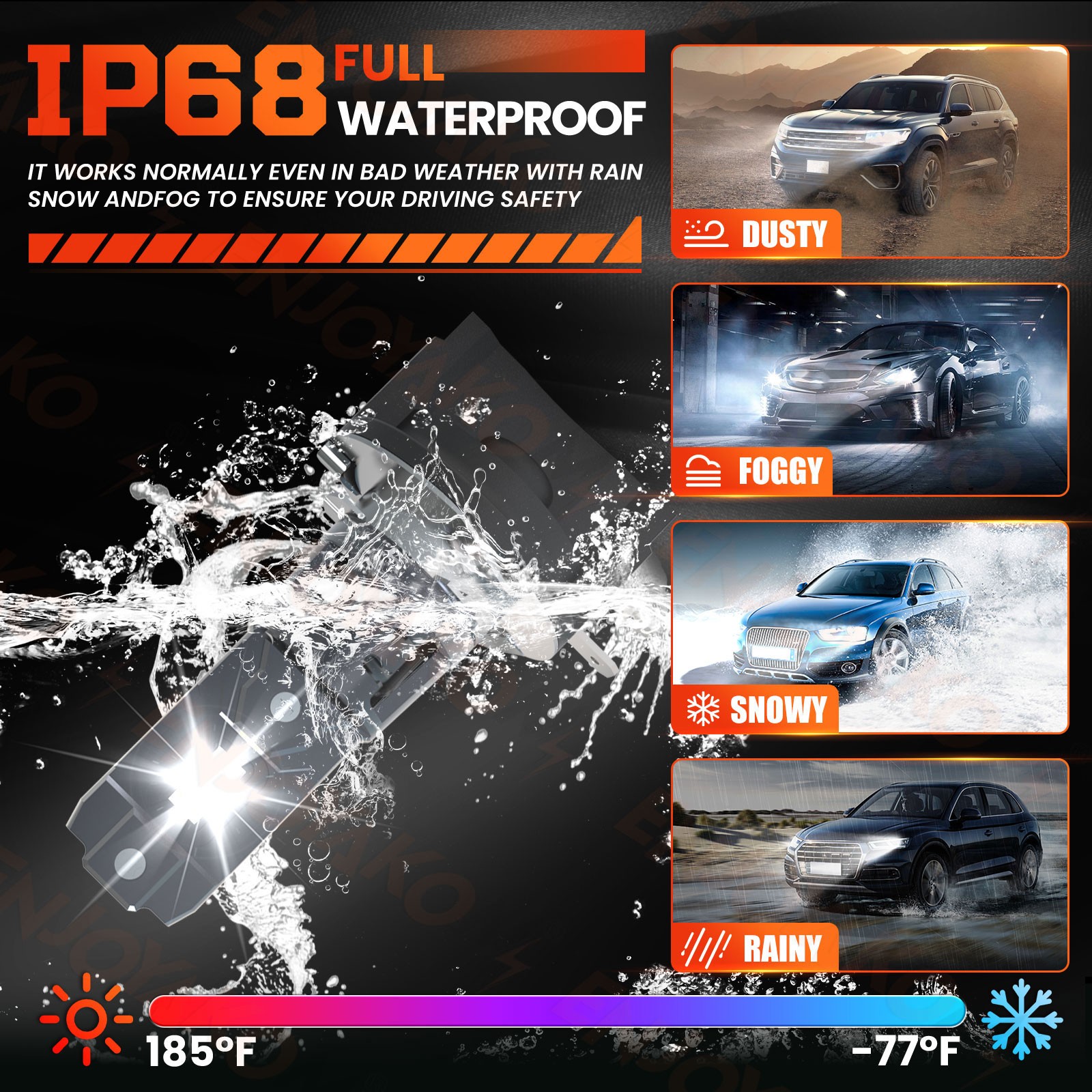 H11B LED Headlight Super Bright Bulbs Kit 6500K Xenon White 330000LM LOW BEAM 2x