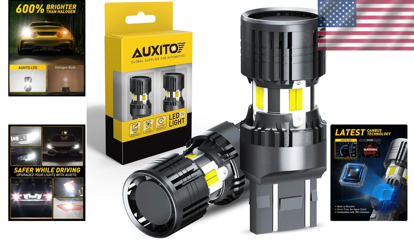 Versatile 7443 LED Bulb Fits Multiple Socket Types for Various Vehicle Models