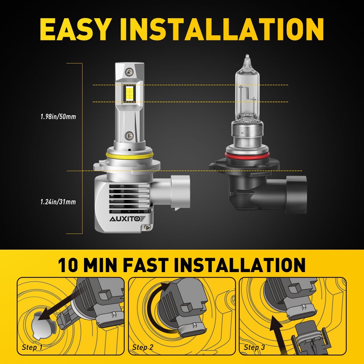 Light Bulbs Headlamps AUXITO 9005/9006/H11/9012/9004/9007 White LED Headlights