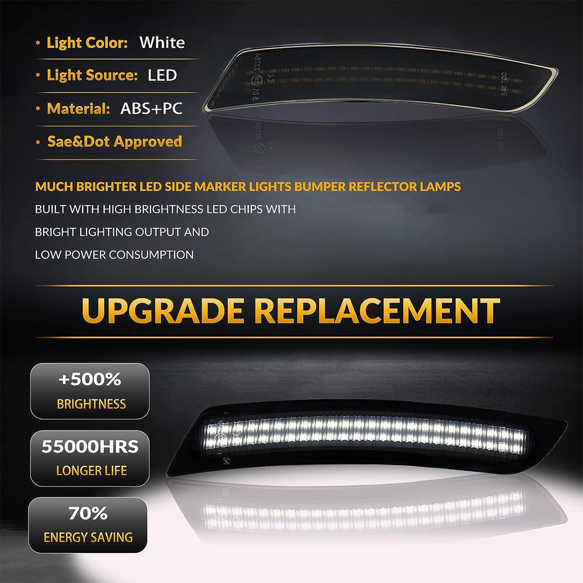 4X LED Side Marker Lights Front Rear Set for Chevy Camaro LS LT SS ZL1 2016-2022