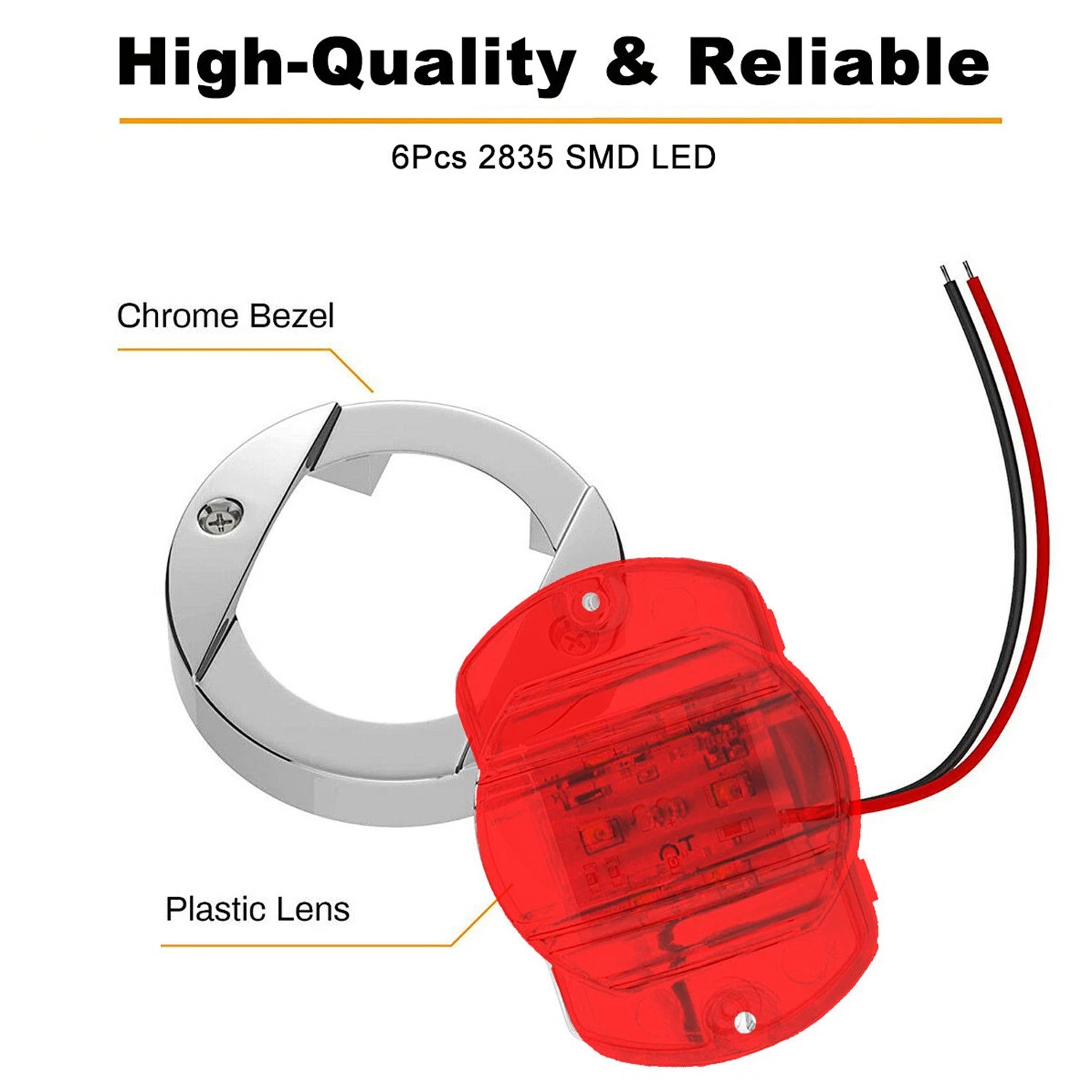 4X Red Round Marine Boat LED Courtesy Lights Cabin Deck Stern Navigatioin Light