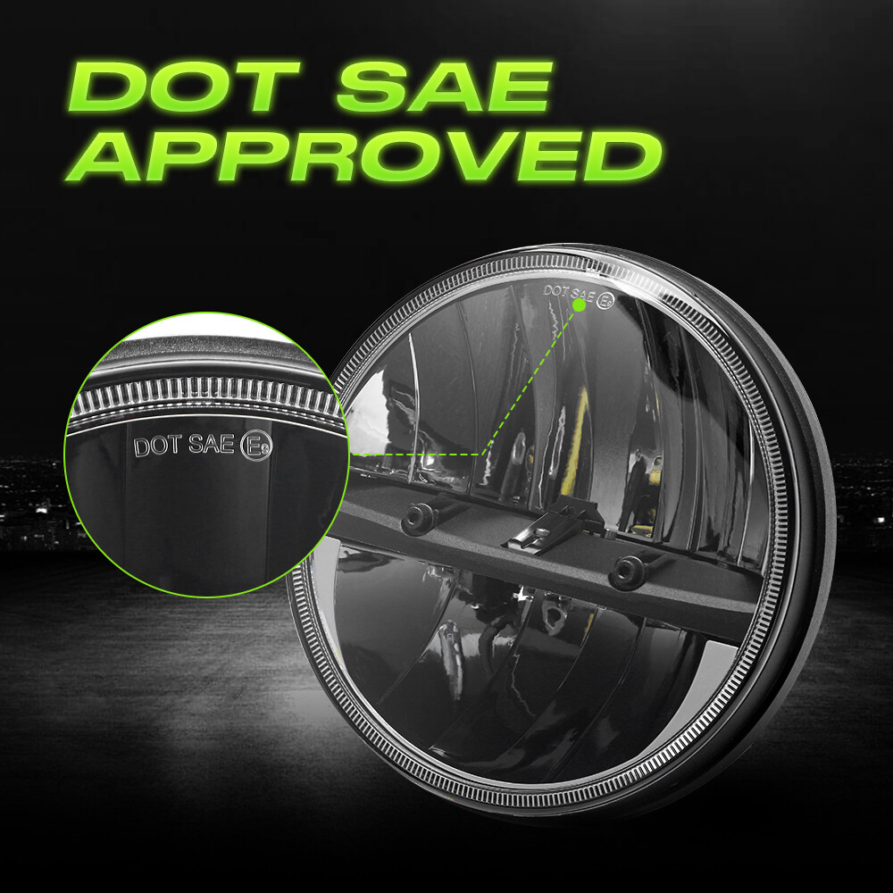 Pair DOT 7″ Inch Round LED Headlights Hi-Lo Beam For Jeep Wrangler JK TJ CJ LJ