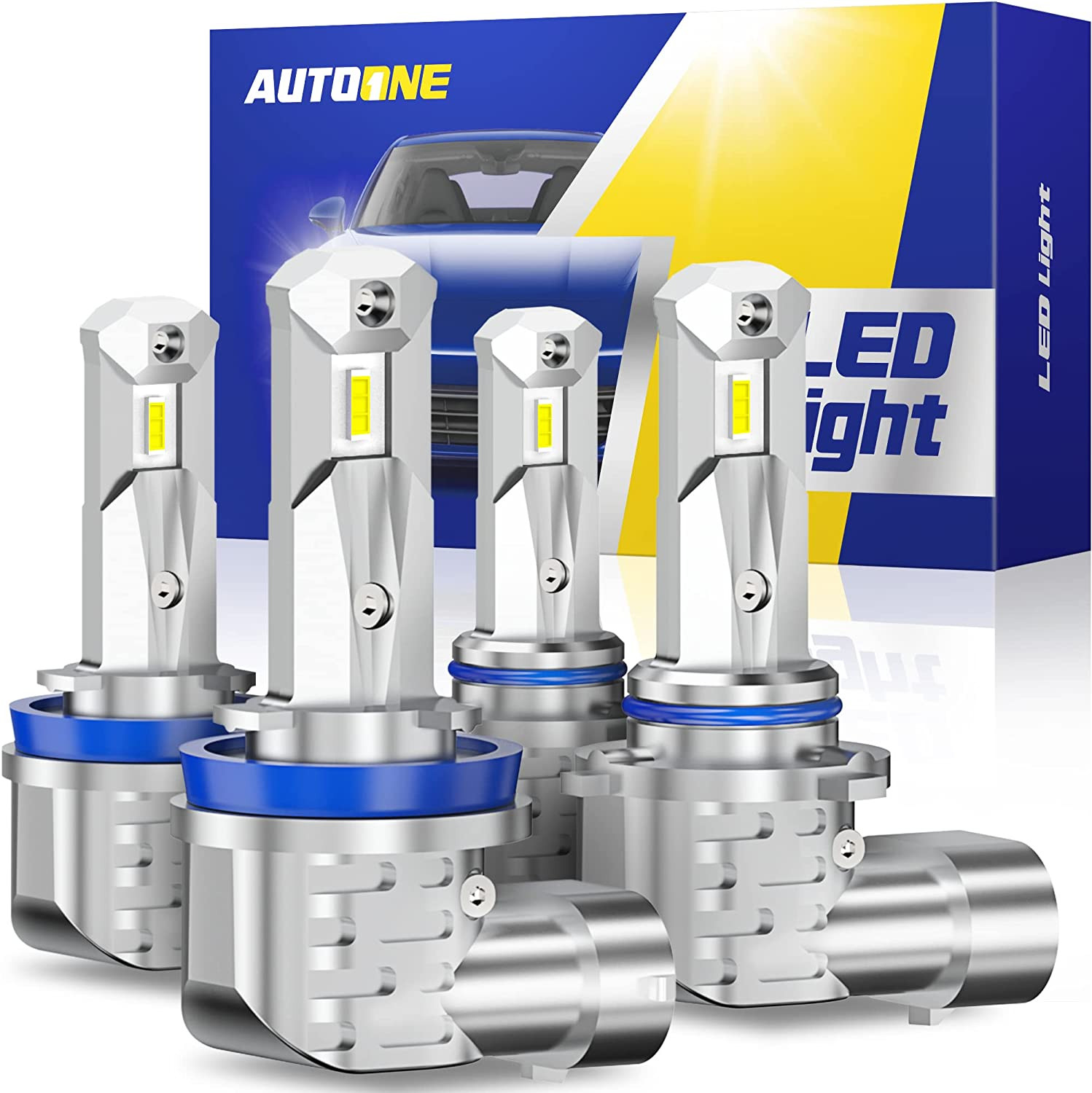 AUTOONE H11/H9/H8 9005/HB3 LED Bulbs Combo 6000K White, H11 9005 LED Lights Fog