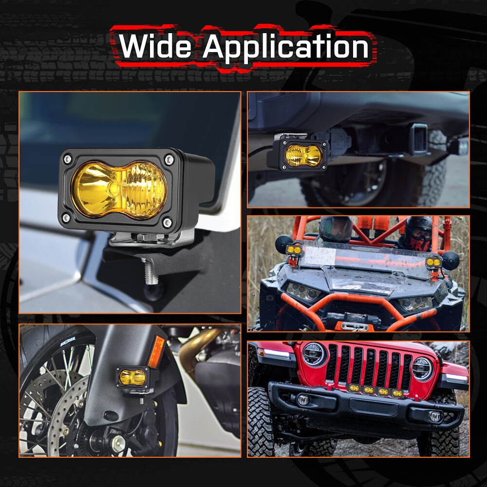 2Pcs 3inch LED Cube Pods Work Lights Front Bumper LED Fog Driving Lamp Boat ATVs