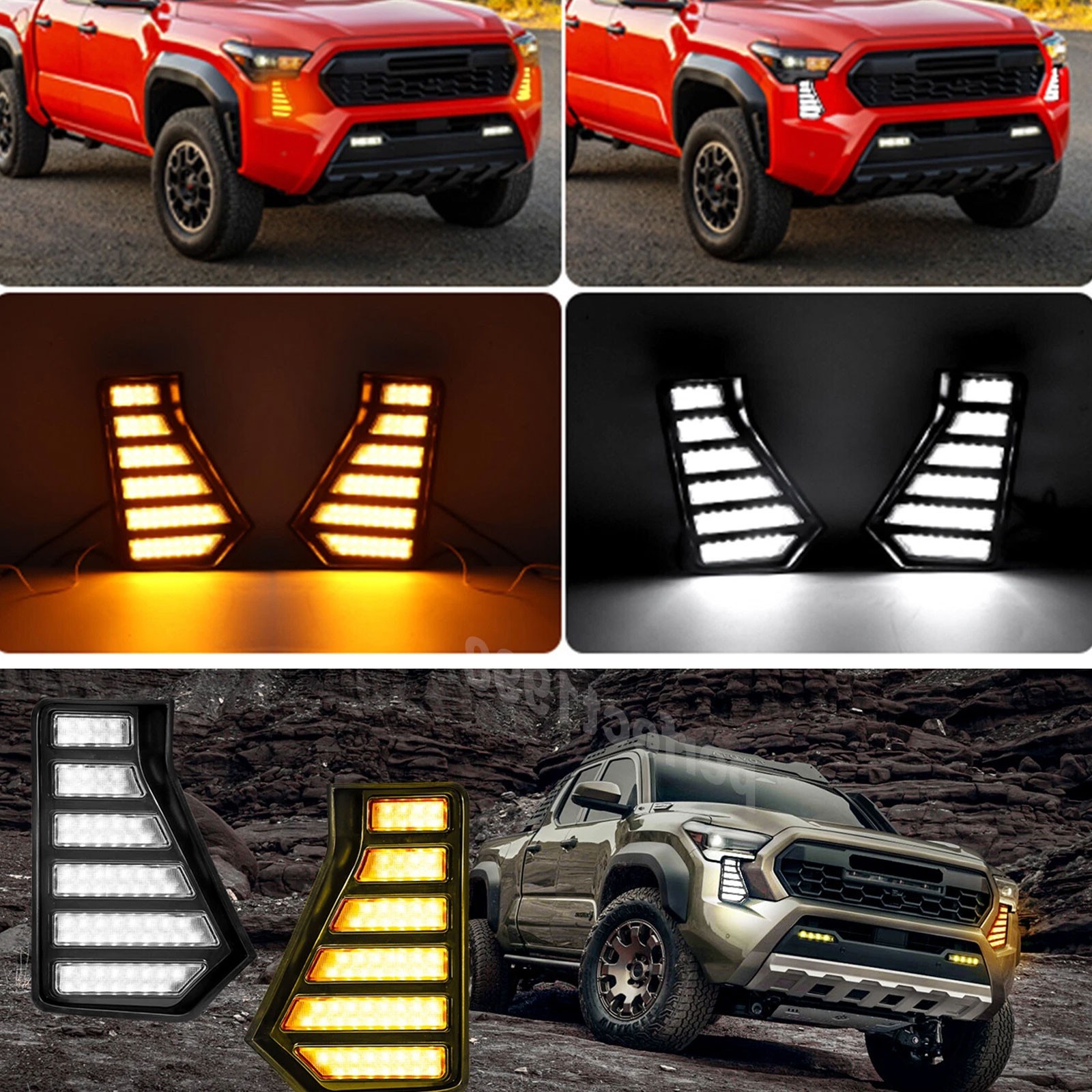 LED DRL Daytime Running Light Fog Lamp Accessories For Toyota Tacoma 2024-2025dY