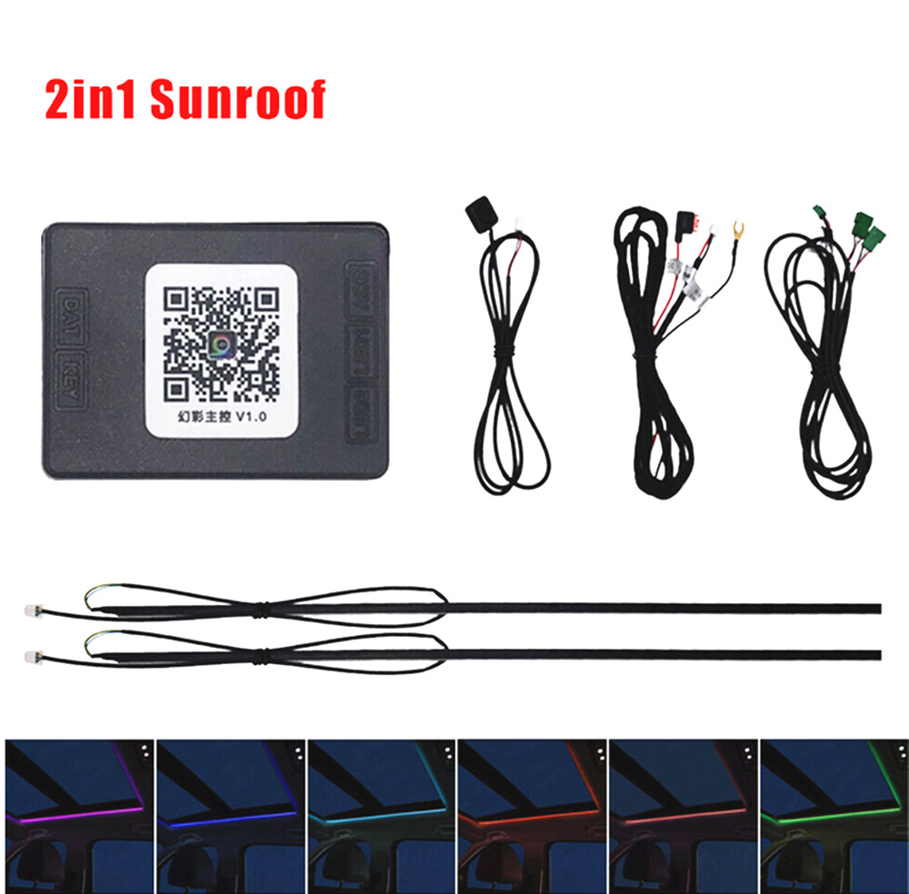 LED Light Strip Car Sunroof Atmosphere Lamp RGB Colorful Ambient Decoration 2Pcs