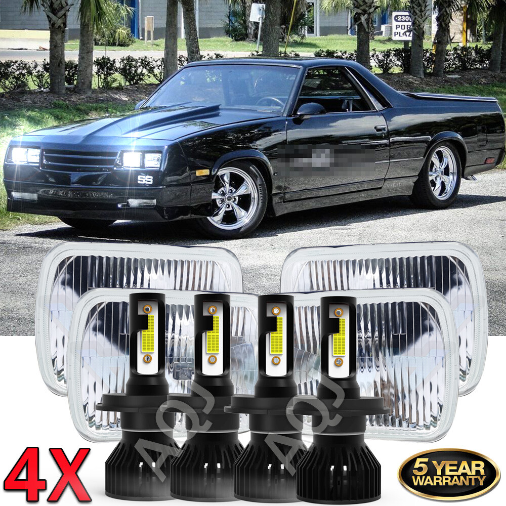4pcs fit Chevrolet El Camino 1982-1987 4×6 LED Upgrades Headlight Hi/Lo Beam