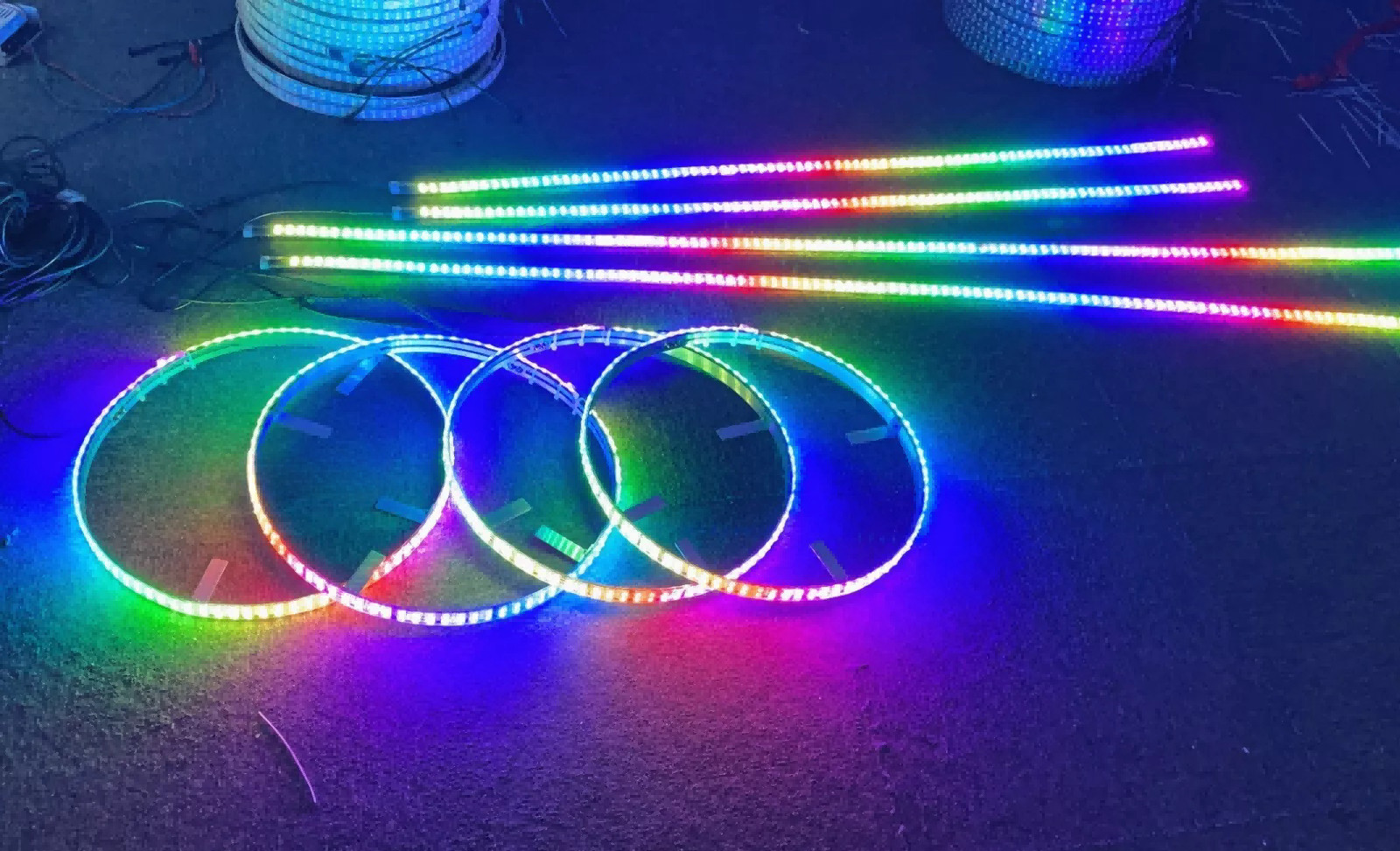 IP68 Waterproof 15.5″ Chasing LED Wheel Lights Underglow Kit 12V DC