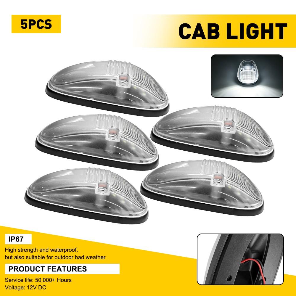 5X Clear White LED Roof Cab Running Signal Lights For Dodge Ram 1500 2500 99-02