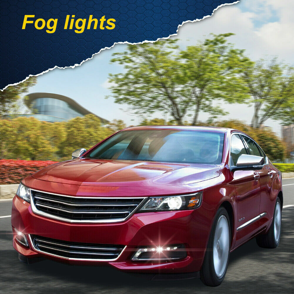 Fit For 14-20 Chevy Impala Clear Lens LED DRL Fog Lights Pair Wiring Switch Kit