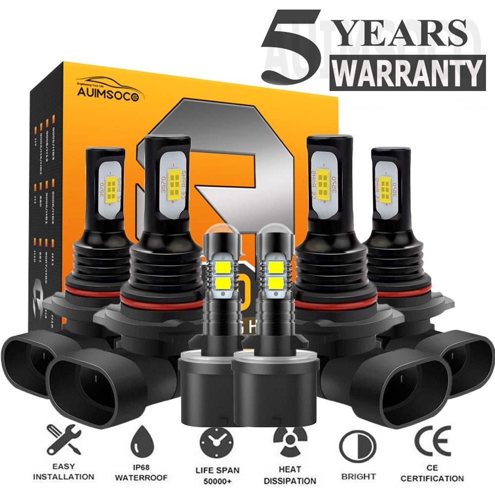 Super Bright Cold White 9005 9006 880 LED Headlight Hi-Low Beam Fog Light Bulbs