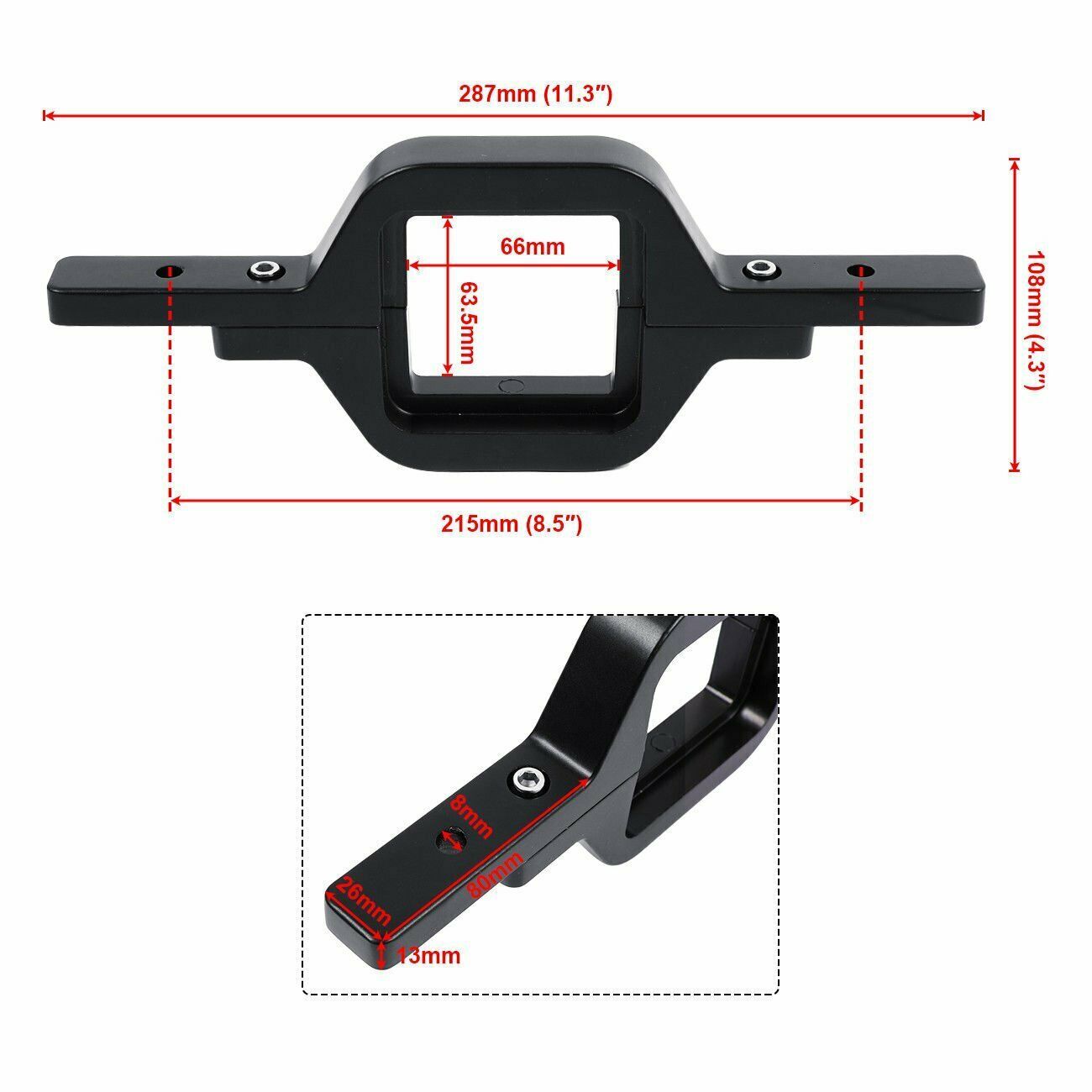 Tow Hitch Mount Bracket w/ 4“ LED Work Reverse Lights Offroad SUV Pickup + Wire