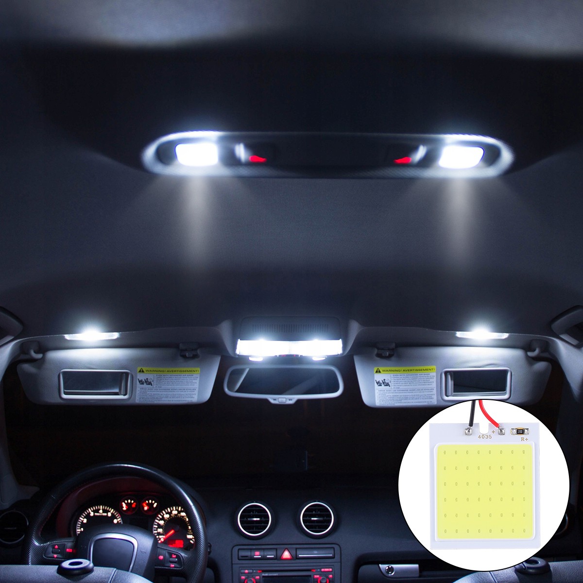 48SMD COB White Panel LED T10 Car Interior Panel Light 12V Dome Lamp Bulbs LOT