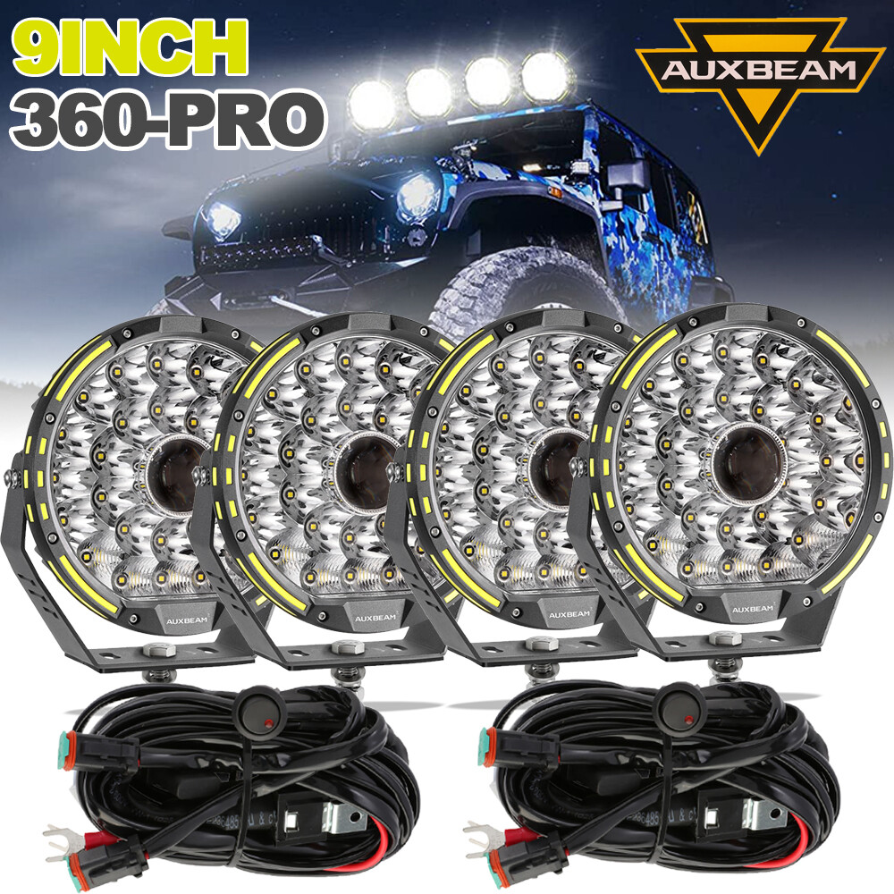 AUXBEAM 9″INCH 360-PRO Round 720W LED Work Light Bar Offroad Driving Fog Lamps