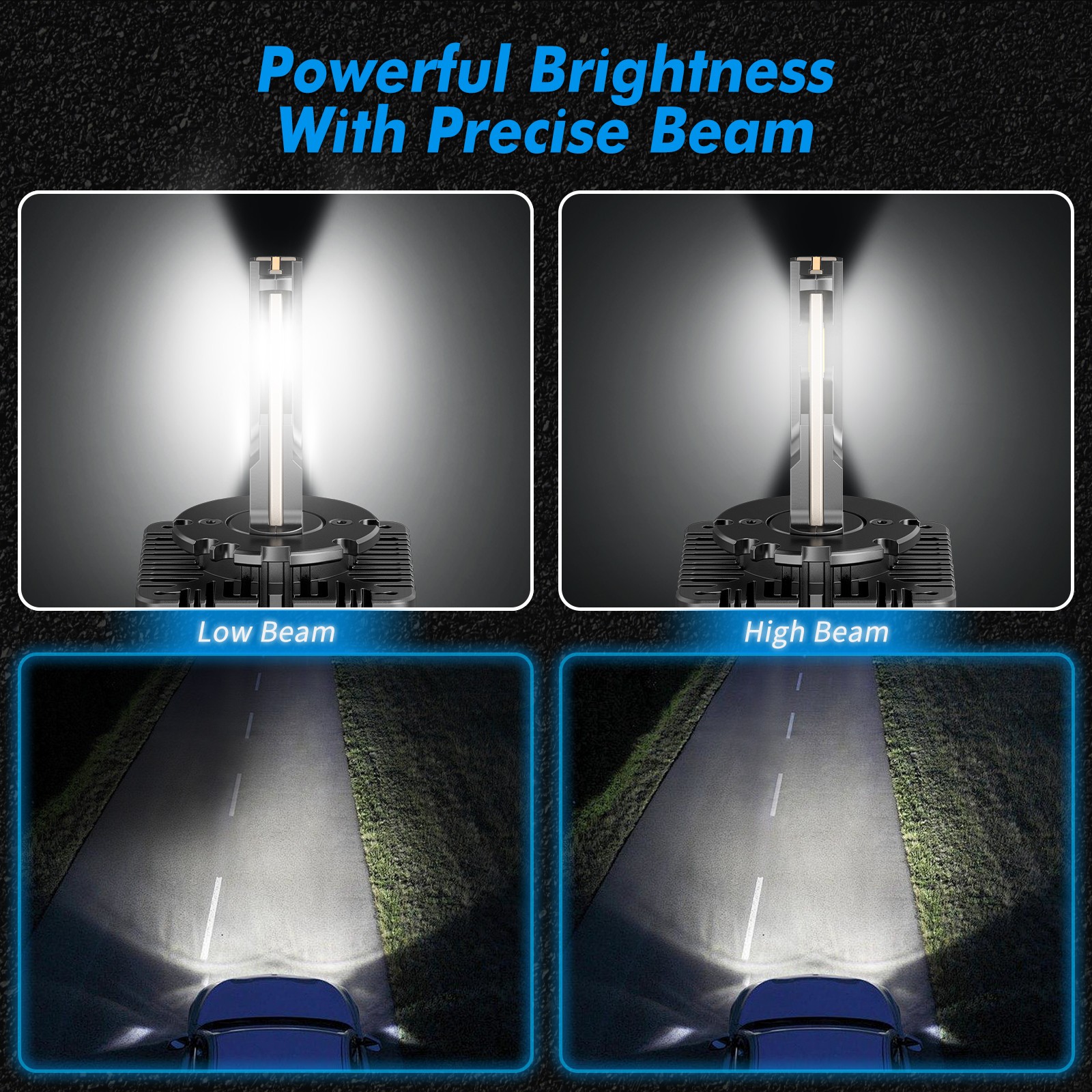 D3S LED Headlight Bulbs 6000K Super Bright Xenon White HID Replace Hi Low Beam