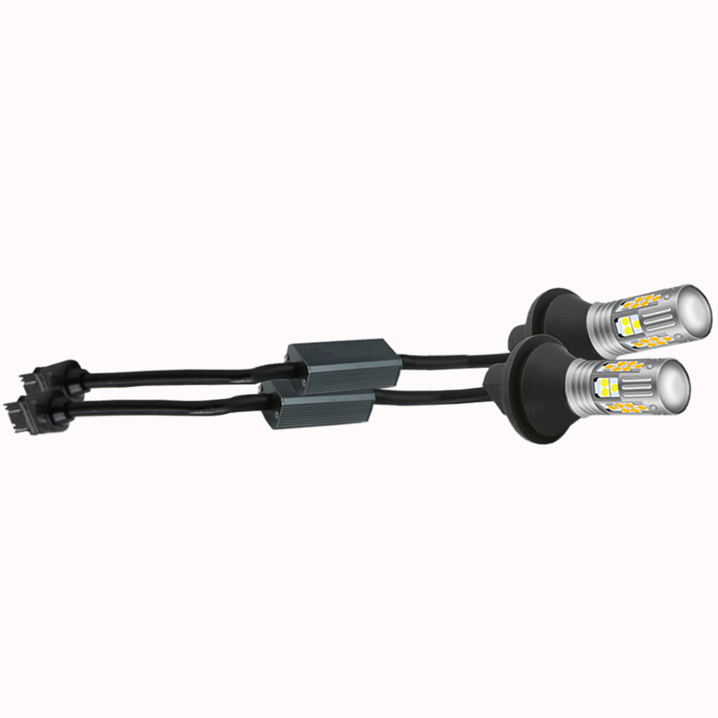 3157 LED Error Free CANBus Turn Signal Parking Light Bulbs Kit Wired Resistor