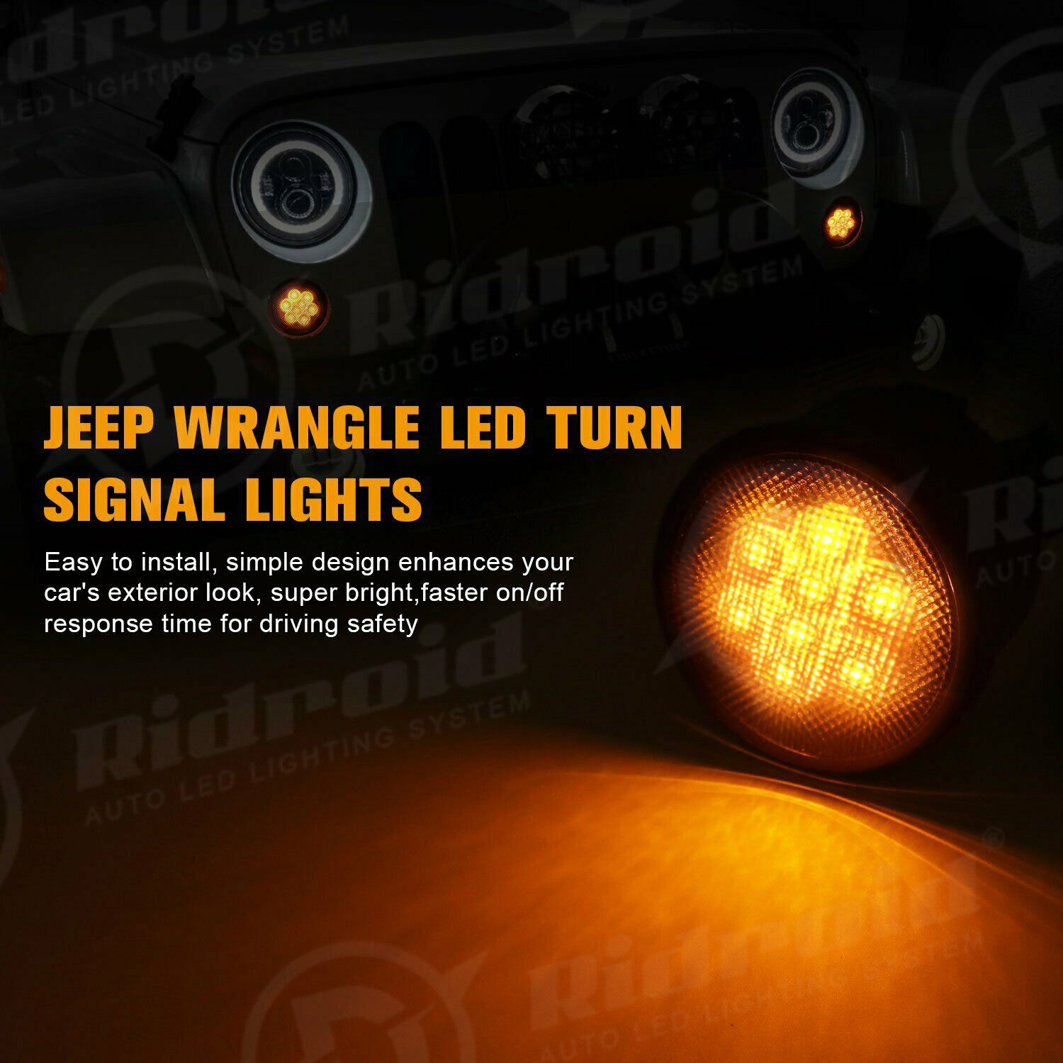 Front Smoke Lens LED Turn Signal + Fender Flare Side Light For Jeep Wrangler JK