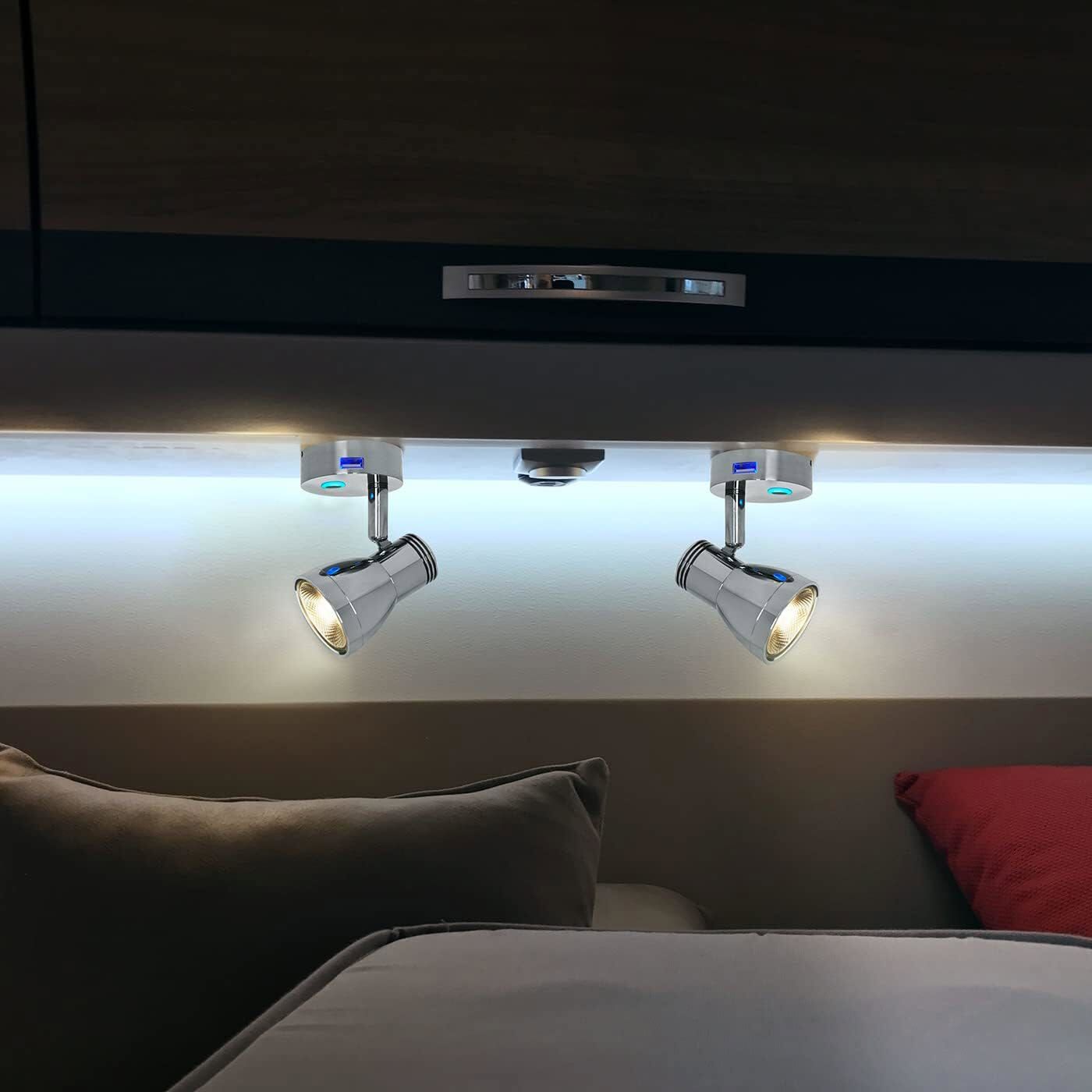 Adjustable Dimmable LED Reading Light – 12V-24V DC & USB Port for Vehicles, Boat