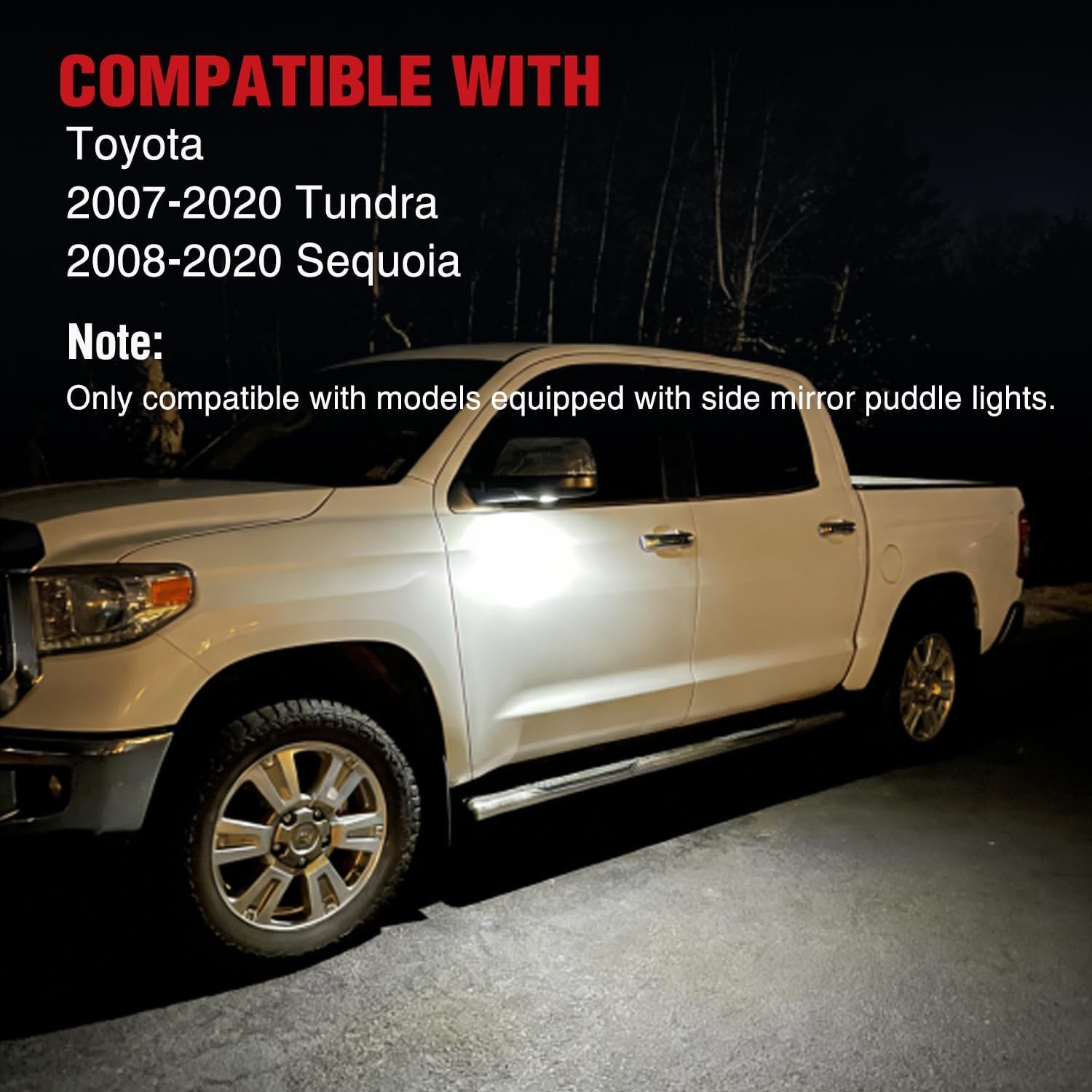 Nilight LED Side Mirror Puddle Lights for 2007-20 Toyota Tundra 2008-20 Sequoia