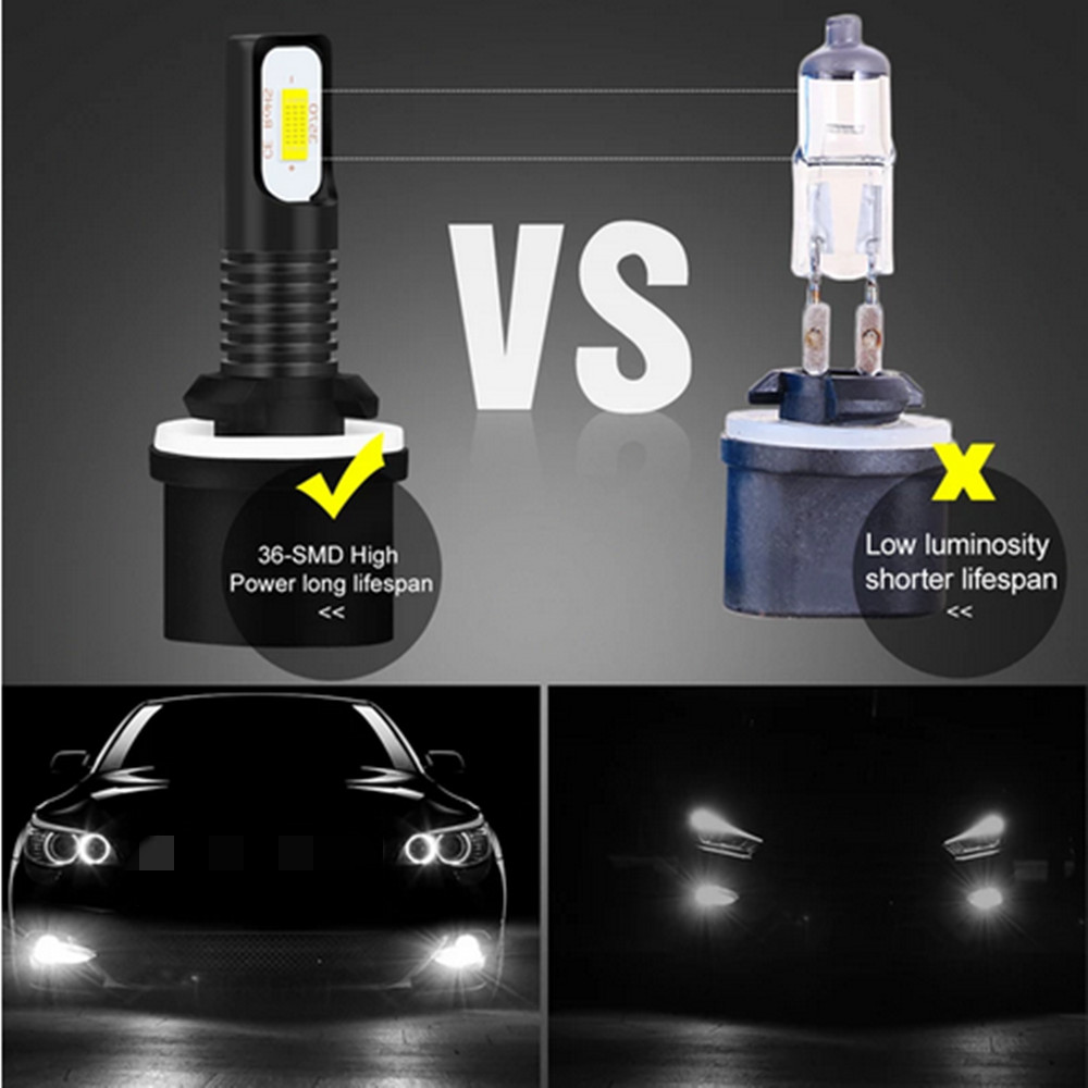 880 899 LED Fog DRL Light Bulbs 4000LM High Power 8000k Pure White Set of 2