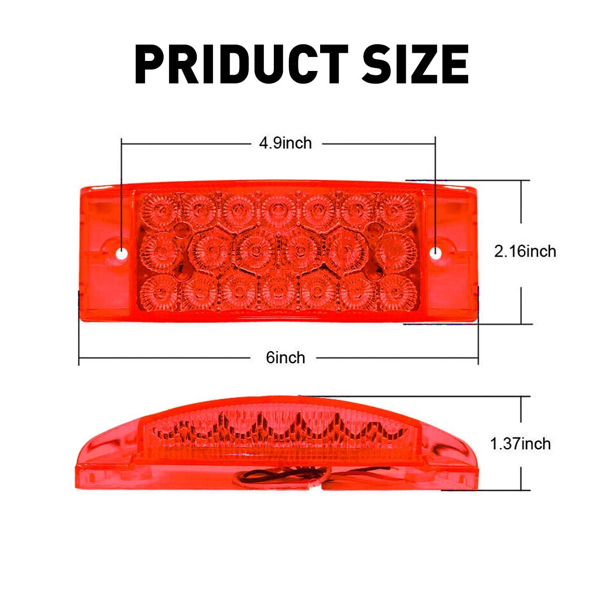 Amber Red Car Truck Trailer RV 2.6″ Side 21-SMDs Marker Lights Waterproof OXILAM